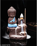 Blue Buddha BackFlow Incense Burner in red poly resin, includes 50 free cones
