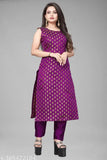 Banarasi silk woven design kurta set with taffeta silk pants, soft jequard and attractive stitched woven design, side-attached sleeves, elastic fitting pents, India origin
