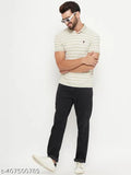 Cotton blend striped polo T-shirt, regular fit for men (Relane M, chest size 40in, length size 27in) - India