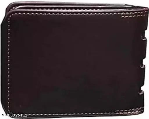 Premium men's leather wallet, textured faux leather with five compartments, free size, India-made accessory