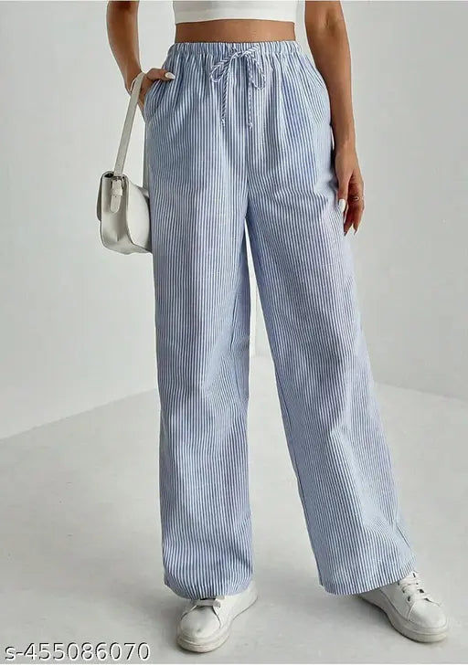 Stylish formal and casual women's cotton blend pants with printed net pattern. India-made fashion essential for diverse sizes XS to XL