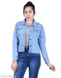 Lighty Moity Plaine Denim Jacket - Solid, long-sleeved original denim jacket for women from India