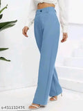 Solid net cotton blend Bell Bottom Palazzo pants for women, versatile fit, ankle length, elastic waist, high rise, straight leg, fashionable, comfortable for office or casual use