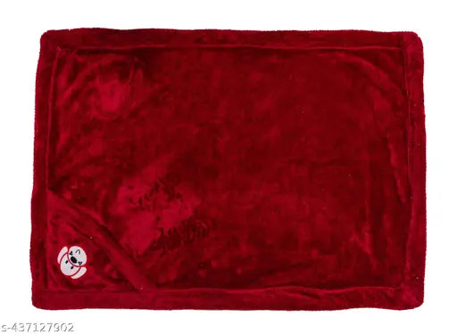 Maroon fur ac blanket for kids, lightweight and travel-friendly baby wrap with cap, suitable for newborns to 6 months