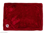Maroon fur ac blanket for kids, lightweight and travel-friendly baby wrap with cap, suitable for newborns to 6 months