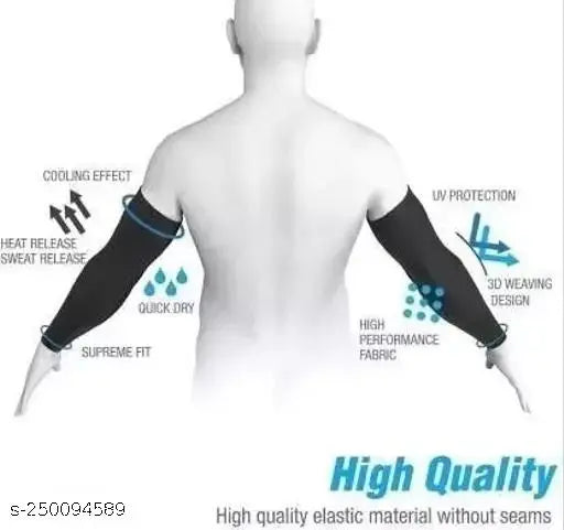 Modern nylon arm sleeves pack for sports, cycling, sun tanning protection, stretchable full length - unisex design, India origin