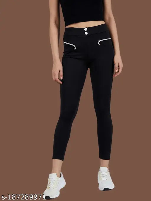 Stylish lycra jegging for women and girls in solid net pattern, available in sizes 26-34 inches waist and 37 inches length