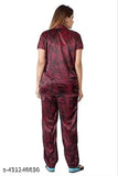 Printed satin nightwear set for women and girls, short-sleeved pyjamas in Indian motifs