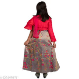 Embellished botanical stitch Georgette ghagra lehenga for kids aged 2-7 years, India origin