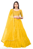 Embellished art silk lehenga choli with net bottomwear and dupatta, free size, India-origin