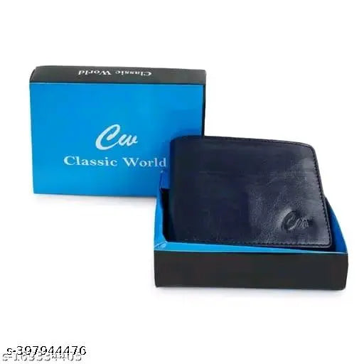 Classic world casual faux leather wallet for men, solid design with 5 compartments, free size (11x10 cm), handcrafted in India
