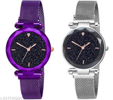 Black stainless steel magnetic chain strap watch, Daniel Jubile for women and girls, elegant and affordable accessory