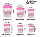 Pink plastic mixer jars (12KG, 8KG, 6KG, 3KG, 2KG, 1KG) for groceries - Veksin airtight set