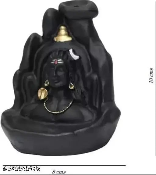 Poly resin Adi Shankara Adiyogi backflow fountain statue (India), with 20 cones, creating illusory smoke waterfall