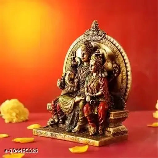 16cm x 20cm x 8cm Shiva Parivar idol, intricately crafted polyresin figurine, Indian artistry for home decor