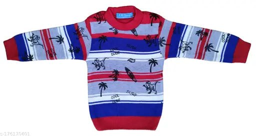 Fashionable wool sweaters, long sleeves with printed net pattern for kids, 3-4 years, made in India