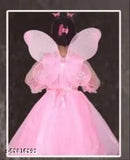 Pink net ethnic gowns pack of 10 for girls, solid pattern in various sizes (3-6 Months - 10 Years), Indian origin