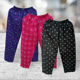 Cotton three-pack girls' night pyjamas, above knee length in M, L, XL - premium quality Indian craftsmanship