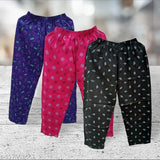 Cotton girls pyjama nightwear pack of 3, premium quality above knee pants perfect for cozy nights, Indian-made in sizes M, L, XL