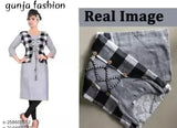 kids cotton three-quarter sleeve checked kurti, vibrant and comfortable for kids' fashion