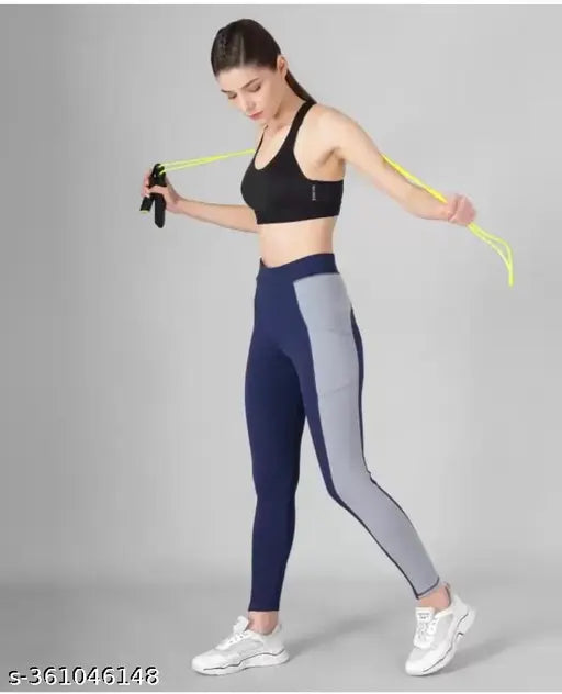 Stretchable striped lycra gym jeggings for women, available in sizes 28-40 inches. Ideal for yoga, running, and workout sessions