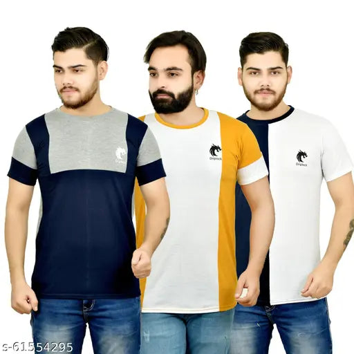 Colorblocked cotton short sleeved t-shirt for men and boys, lightweight and comfortable