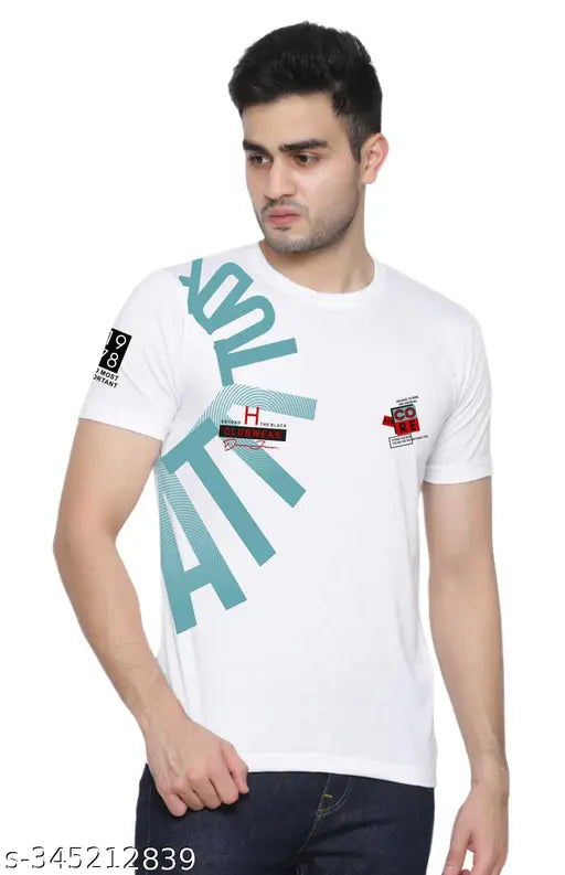 Men's printed cotton half sleeve combo t-shirt, vibrant design in S, M, L sizes