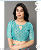 Fancy chiffon Brasso printed saree with semi-stitched blouse, Indian occasion wear for parties, weddings, festivals