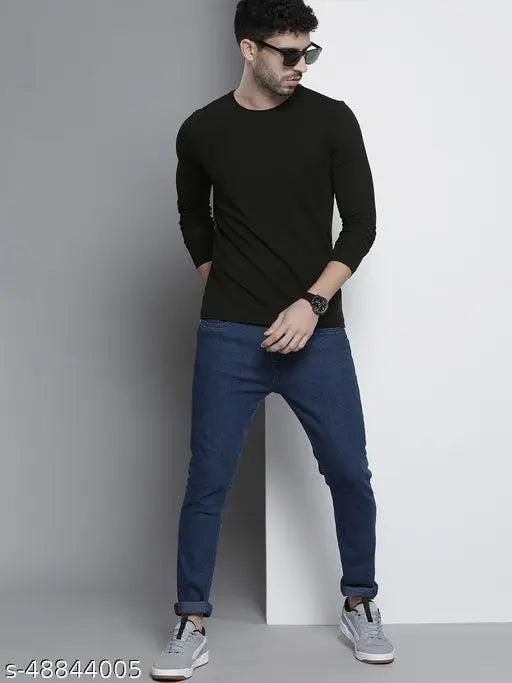 Organic Chics Black/White cotton T-shirts combo for men, full sleeve & round neck, size S-XL
