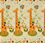 Cotton double bed sheets with giraffe print, 220 TC quality, ideal for kids rooms - Indian home decor