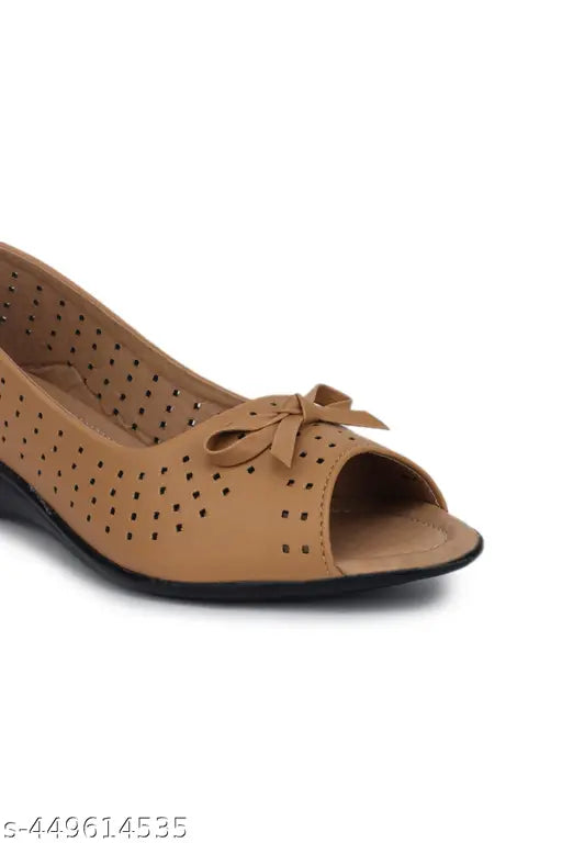 Synthetic Brown Ballerinas for Women - Bellies Sandals, flat and stylish office footwear from India (IND-4 to IND-8)