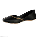 Handmade synthetic leather ethnic Juttis with lace embellishments, traditional for Indian women's wear