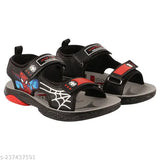 PU/TPR PHANTOM-AIR-BLACK unisex kids casual outdoor Velcro sandals, textured net pattern, ideal for boys aged 4-4.5 years, designed in India