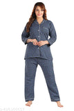 Winter women's co-ord set, cotton night suit and coat with long sleeves, warm winter nightwear combo