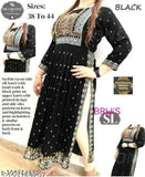 Black rayon kurti with hand-worked print, long sleeves, quality fashion for women