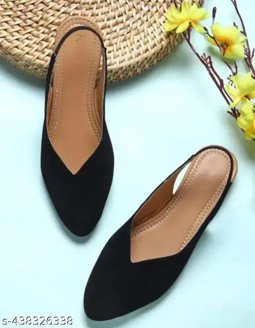 Velvet soled, open back juti for women, solid pattern, size IND-7