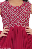 Georgette embroidered kids kurti & churidar set, 4-5 years size