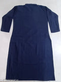 Blue wool embroidery kurti, single solid design, three-quarter sleeves, M - XXXXL sizes available from India