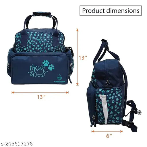 Blue diaper bag, large space, multipurpose pocket, spacious design, baby essentials organizer