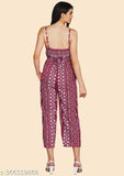 Fancy designer crepe sleeveless jumpsuit for women, printed cotton, XS-XL, great for lounging or day out with friends