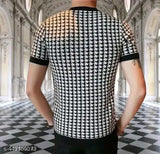Round Neck Printed Polyester T-Shirt for Men - Short sleeves, vibrant print design on a classic men's casual wear from India