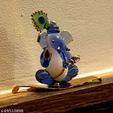 Gold-polished, handcrafted Ganesh statue idol (India), perfect for automobile showpiece or table art