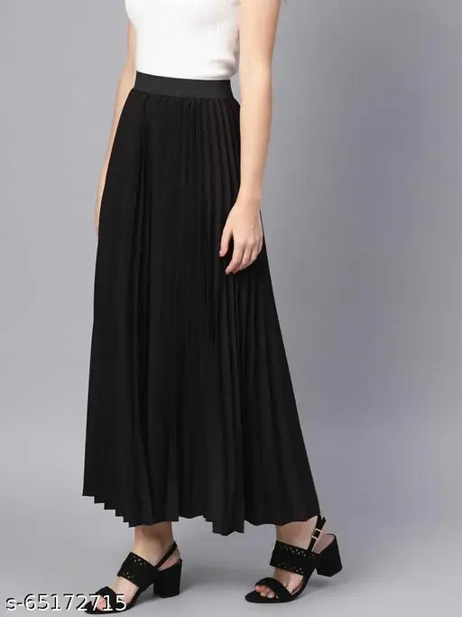 Stylish crepe Western skirt for women (solid pattern), size 26-38, made in India