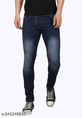 Comfits blue cotton blend jeans for men, dyed/washed - perfect fit, enhances look at any occasion. Size 28, 30, 32, 34, or 36. Made in India