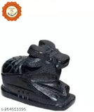 Black Marble Nandi Idol, 1 inch - Handmade Indian showpiece for Pooja, symbolizing strength and wealth