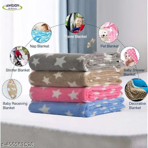 Brown star-patterned soft baby blanket, perfect for newborns and toddlers up to 6 months, ideal for air-conditioned environments, size 100cm x 75cm