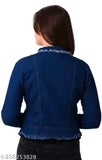 Women's long-sleeve solid denim, Indian-made classic piece for fashionable attire