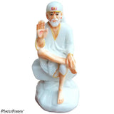 6 inch Italian Marble Saibaba Idol for home, office decor - Durable poly resin replica, perfect gift for religious occasions