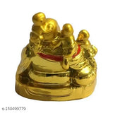 Multi-colored poly resin Laughing Buddha statue with children, 65 cm tall from India