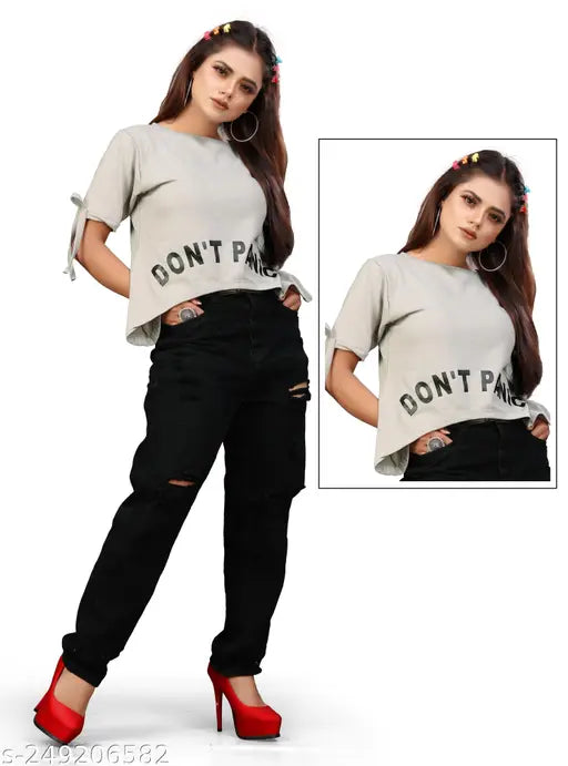 Stylish cotton-blend long sleeve printed top, size M, from India